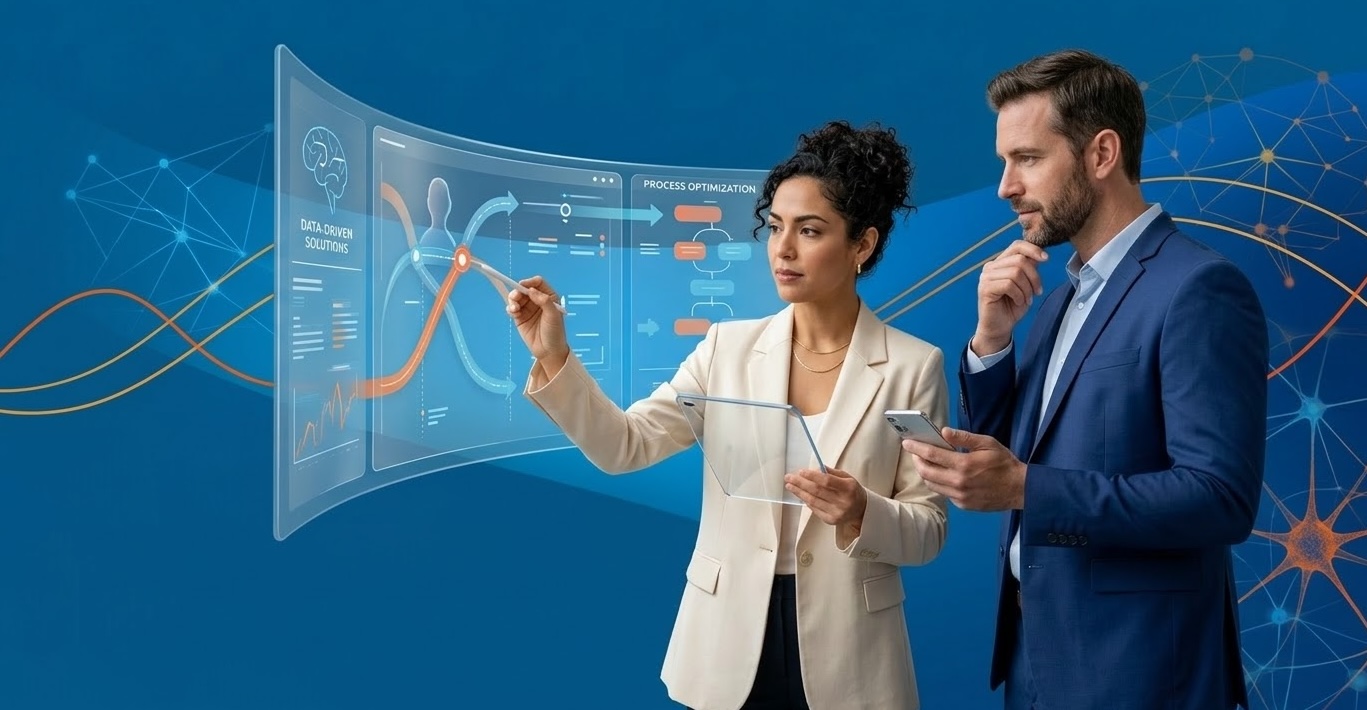 Collaborative transformation workshop with planning wall and sticky notes